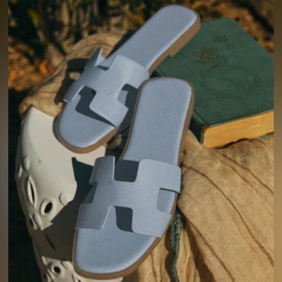 Light Blue H Band Slip On Sandal - Picture 5 of 12